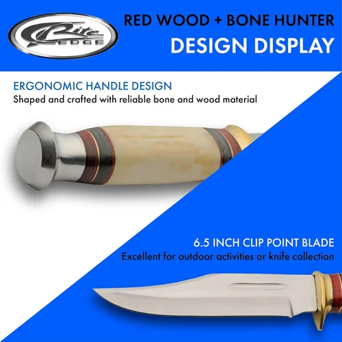 Miniatura 4 de SZCO Full Tang - Cuchillo de caza de 11.5 pulgadas, cuchillo de bolsillo con hoja de acero inoxidable, mango y funda de cuero, cuchillo