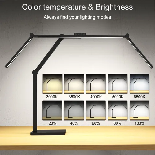 Miniatura 5 de Lámpara de escritorio de arquitecto ultra brillante de 36W 3000LM con base, luz de escritorio elevada amplia de 47.4 pulgadas de ancho y alto