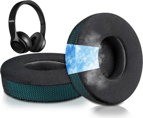 Miniatura 14 de SoloWIT Almohadillas refrescantes para auriculares inalámbricos Beats Solo 2 y Solo 3, almohadillas con espuma de aislamiento de ruido de alta Negro