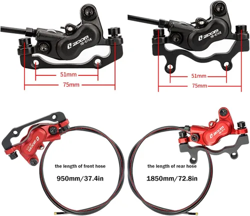 Miniatura 4 de Zoom HB876E - Juego de frenos hidráulicos de apagado eléctrico de 2 pines/3 pines de 4 pistones para bicicleta eléctrica con rotores de 7.087 in