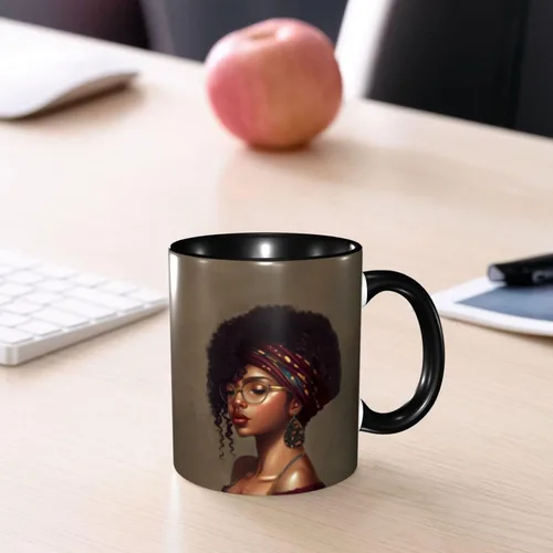 Miniatura 8 de Taza de café, taza de té para mujeres y niñas, taza de diseño único, perfecta para regalos, mujeres afroamericanas afro