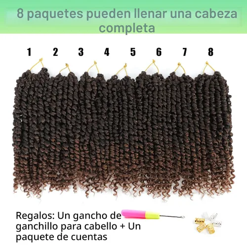 Miniatura 3 de Pelo de ganchillo Passion Twist de 10 pulgadas, 8 paquetes de cabello de ganchillo corto preanudado para mujeres negras, T30