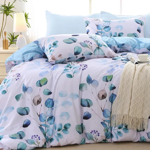 Miniatura 54 de MUXHOMO Juego de edredón tamaño individual XL, elegante juego de cama con estampado floral en una bolsa, 5 piezas, ultra suave y transpirable