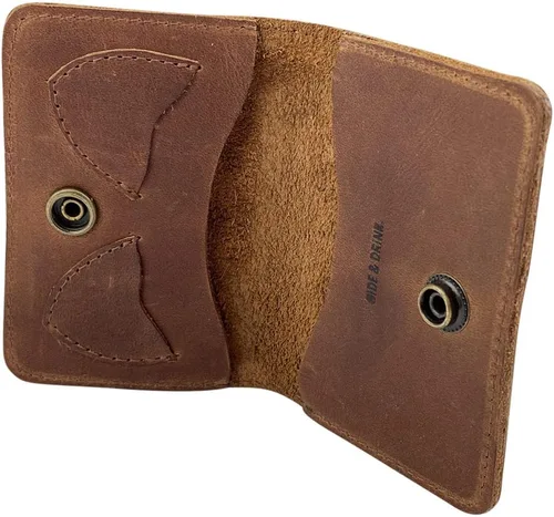 Miniatura 2 de Hide & Drink, Billetera plegable hecha a mano de cuero de grano completo, color marrón bourbon