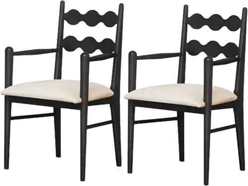 Miniatura 25 de Sillas de comedor tapizadas, silla de cocina con respaldo, silla de sala de estar con brazos versátil asiento de comedor de granja, sillas