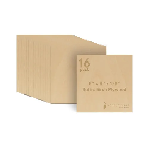 Miniatura 16 de Woodpeckers - Madera contrachapada de abedul báltico, 0.118 in, 1/8 x 5 x 7 pulgadas, paquete de 12 hojas de abedul báltico de grado B/BB, perfectas