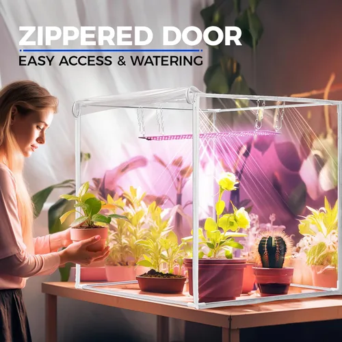 Miniatura 3 de Barrina Mini invernadero portátil con luces LED de cultivo para plantas de interior, luz de planta de alto rendimiento de 40 W, pequeño invernadero