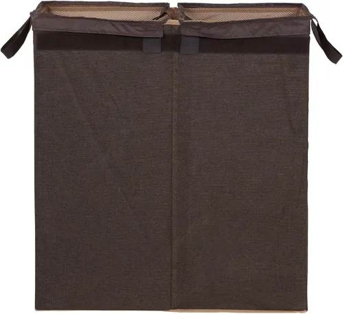 Miniatura 8 de Household Essentials Cesta doble para ropa sucia con tapa, dos compartimentos para una fácil clasificación con forro extraíble, plegable, lino marrón