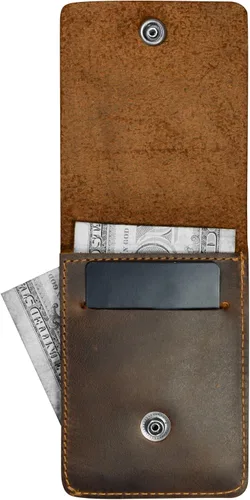 Miniatura 2 de Hide & Drink, Cartera vertical con bolsillo frontal con ranura para tarjetas, almacenamiento compacto para billetes, tarjetero, cuero de grano