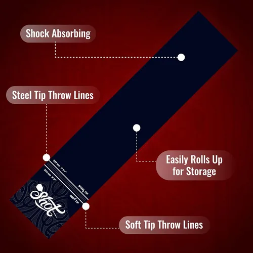 Miniatura 3 de Shot Darts - Alfombrilla de dardos profesional de alta resistencia, hecha de goma gruesa de grado industrial que absorbe los golpes y no se riza