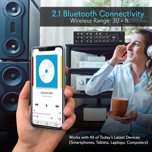 Miniatura 7 de Pyle Amplificador de potencia Bluetooth inalámbrico de 8 canales, montaje en rack de 4000 W, mezclador de sonido multizona, sistema de caja