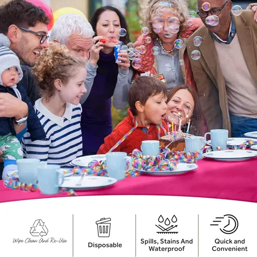 Miniatura 5 de Unique Accesorios para fiestas, Cubierta de mesa, Compacto Rosa encendido