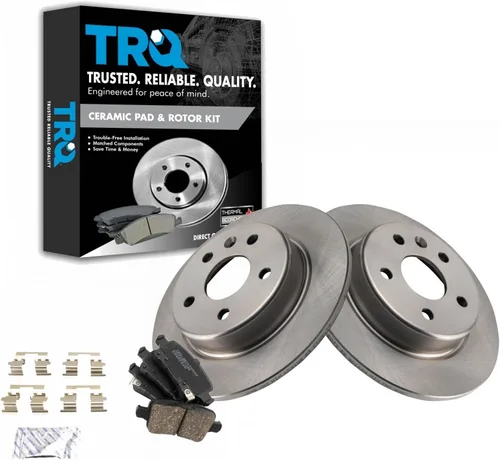 Miniatura 128 de TRQ Kit de rotor de freno trasero y pastillas de cerámica Posi premium compatible con camioneta Chevy GMC