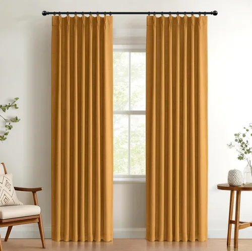 Miniatura 15 de 100% Blackout Shield Cortinas opacas con textura y aspecto de lino de 72 pulgadas de largo, juego de 2 paneles de cortinas opacas de lino sintético