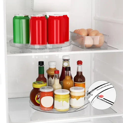 Miniatura 5 de Organizador Giratorio Lazy Susan de 2 Piezas, Bandeja Organizadora Giratoria Transparente de 9 Pulgadas para Superficie de Gabinete, Lazy Susan