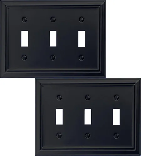 Miniatura 9 de OKAWYC Cubierta Cuádruple Decorativa para Interruptor de Luz Adler Placa de Pared de Metal, Paquete de 2 Negro 4 Vías Cuádruple Rocker