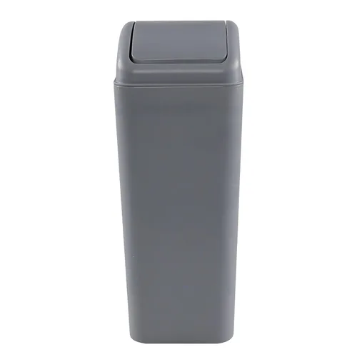 Cubo de basura de plástico con tapa giratoria, cubo de basura de 14 litros, 1 paquete (gris)