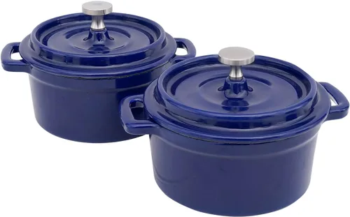 Flavehc Mini Cocotte - Mini Horno Holandés de 16 oz, 0.5 qt. Asador de Ajo de Hierro Fundido para Horno, Olla para Ajo Confitado, Moldes con Tapas