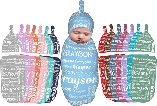 Miniatura 8 de Mantas de bebé personalizadas para niña y niño con nombre, manta personalizada para niñas y niños, regalos para envolver al bebé recién nacido Intial