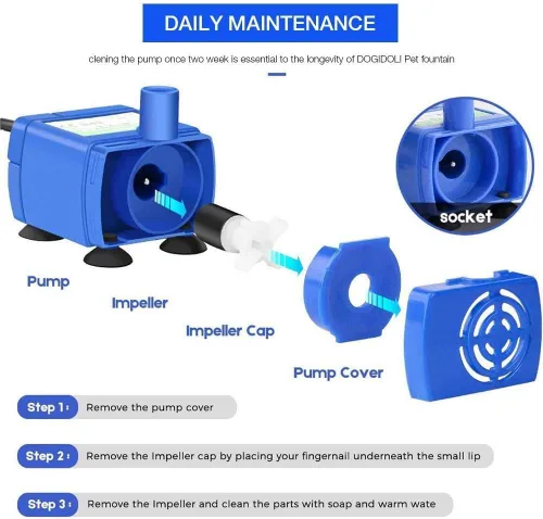 Miniatura 2 de Bomba de repuesto para fuente de flores y gatos, sumergible de 12 V, motor eléctrico compatible ultra silencioso, fuente de bebida para mascotas