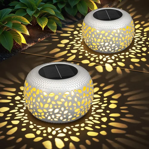 Miniatura 11 de Farol solar para decoración de patio al aire libre: faroles solares para exteriores, impermeables, ahuecados, retro, metal, alimentados por energía
