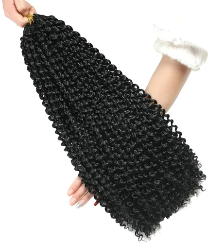 Miniatura 5 de Paquete de 7 paquetes de cabello Passion Twist de 18 pulgadas, cabello ondulado de ganchillo previamente enrollado, trenzas bohemias para mujeres