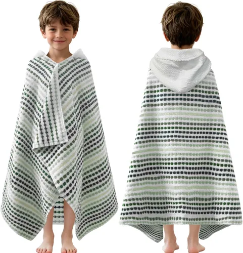 Miniatura 20 de VOOVA & MOVAS Poncho de Toalla de Baño Gruesa con Capucha para Niños (4-8 Años) - Bata de Toalla de Natación de Algodón Turco Suave y Absorbente