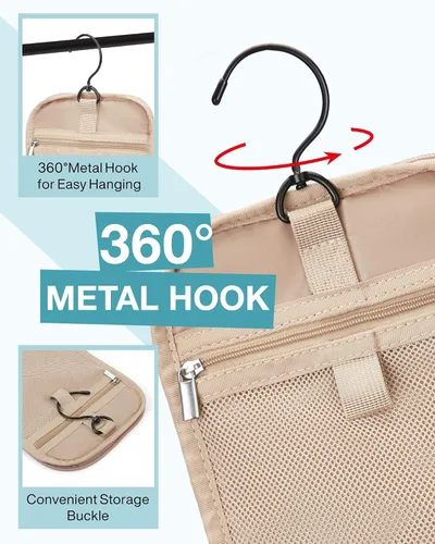 Miniatura 2 de BAGSMART - Estuche de viaje para cosméticos y artículos de aseo personal a prueba de agua con gancho para colgar, neceser organizador de viaje