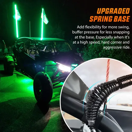 Miniatura 4 de Nilight 2 luces LED RGB en espiral de 3 pies con base de resorte, luz de persecución RF, control remoto, látigos de antena iluminados para Can-Am