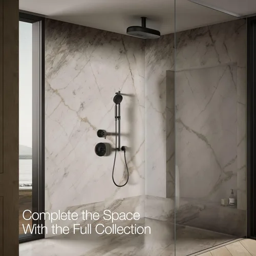 Miniatura 6 de KOHLER 26297-BL Statement™ Cabezal de lluvia oblongo, multifunción, 2.5 gpm, color negro mate