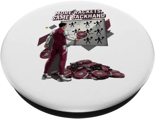 Miniatura 2 de More Rackets Same Backhand Funny Padel Player Illustration PopSockets Adhesive PopGrip
