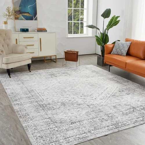 Miniatura 58 de Syalife 6x9 Alfombra Lavable para Área, Ultra Suave Antideslizante, Pila Baja, Alfombra Vintage Resistente a Manchas para Sala de Estar, Alfombra