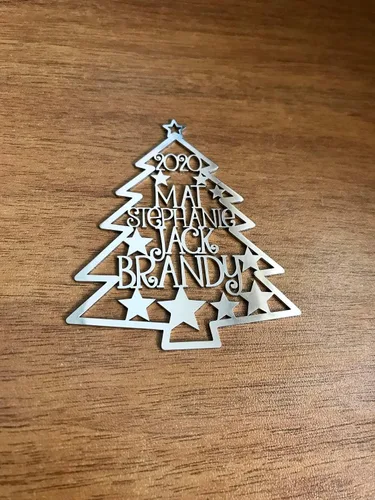 Miniatura 6 de Adorno personalizado para árbol de Navidad 2025, nombres cortados con láser, miembros de la familia, acero inoxidable, decoraciones de Navidad
