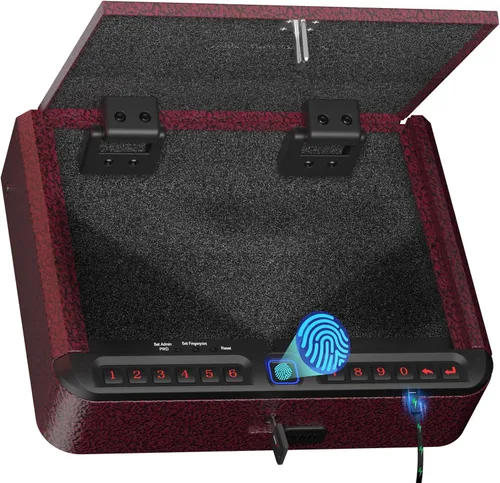 Miniatura 12 de BILLCONCH - Caja fuerte inteligente para armas con cable de seguridad - Caja fuerte biométrica para pistolas de mano con 4 formas de acceso rápido