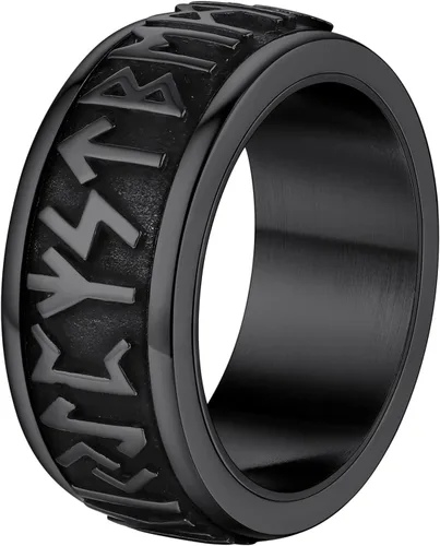 Miniatura 12 de Supcare Anillo giratorio para hombre y mujer, diseño nórdico/celta/luna, estrella, anillo giratorio con nombre personalizado, regalos para Navidad