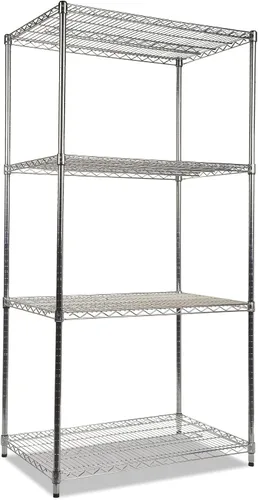 Miniatura 13 de Alera ALE Industrial - Kit de inicio de estantería de alambre resistente, 4 estantes, 48 pulgadas de ancho x 18 pulgadas de profundidad x 72 plateado