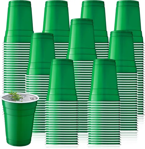 Miniatura 10 de Zopeal 200 vasos desechables de plástico de 18 onzas para beber, bebidas frías, resistentes, para fiestas, cumpleaños, graduación, Halloween, Negro
