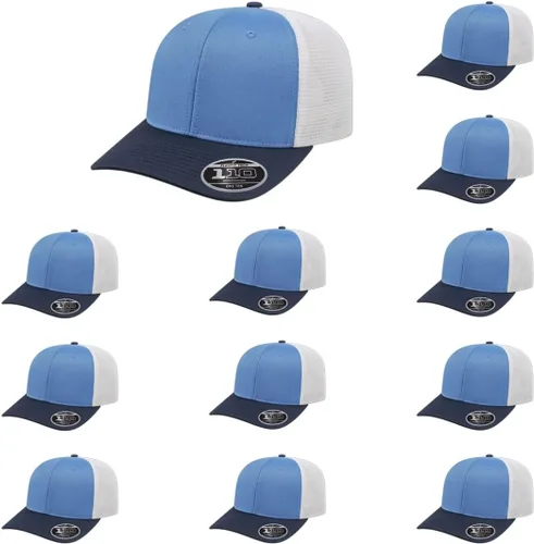 Miniatura 88 de Cap America i8502 Flexfit 110 Premium - Gorra de camionero de perfil medio con 6 paneles de malla trasera con protección UV y cierre ajustable Azul