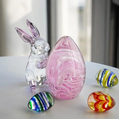 Miniatura 7 de HDCRYSTALGIFTS Figura de conejo de cristal de 3.5 pulgadas, coleccionables, decoración de conejito de Pascua, arte de cristal, pisapapeles, Pascua