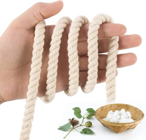 Miniatura 2 de Tenn Well Cuerda de macramé de 0.394 pulgadas, cuerda gruesa de algodón sin blanquear de 50 pies para manualidades, ganchos de plantas, cuerdas
