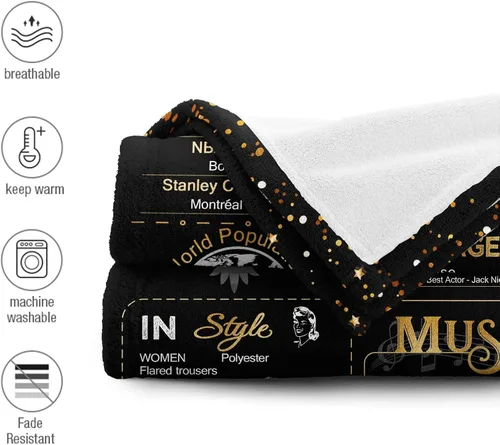 Miniatura 6 de Manta suave personalizada, decoraciones y regalos de cumpleaños n.° 50 para hombres y mujeres, color dorado, 60 x 50 pulgadas