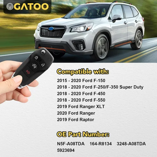 Miniatura 3 de Llavero Flip Key Compatible con 2015 2017 2016 2017 2018 2019 2020 Ford F150 F250 F350 F450 F550 Super Duty Ranger XLT Raptor, Control Remoto