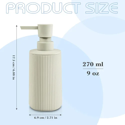 Miniatura 2 de Dispensador de jabón líquido, 2 unidades, 8.5 onzas, loción beige mate, dispensador de jabón desinfectante de manos con bomba fácil de presionar