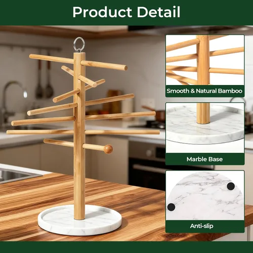 Miniatura 6 de Escurridor de pasta con varita de transferencia y 7 barras, estante de secado de fideos fácil de transferir para secar pasta y cocinar, diseño Blanco