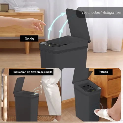 Miniatura 2 de Yatmung - Cubo de basura sin contacto para baño, cubo de basura inteligente de 2.5 galones con sensor de movimiento, papelera delgada con tapa
