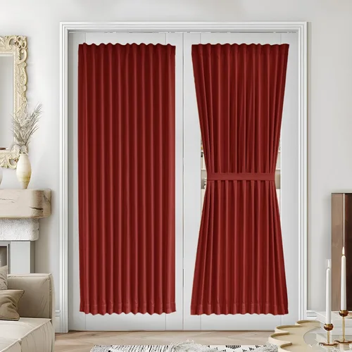 Miniatura 45 de Vatge - Cortinas autoadhesivas para puerta francesa, tratamiento de ventana con filtro de luz sin varillas ni perforaciones para puertas de cristal