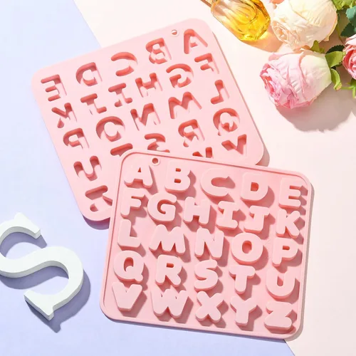 Miniatura 7 de 2 moldes de silicona de letras A-Z de color rosa para bricolaje, moldes de silicona con iniciales para resina para decoración de bricolaje, dulces