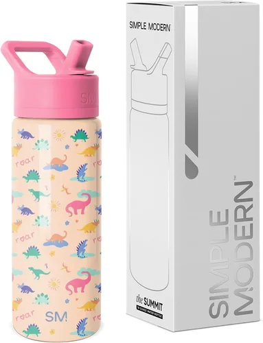 Miniatura 16 de Simple Modern Botella de agua para niños con tapa con pajilla, vaso aislado de acero inoxidable de 14 onzas para niños y a prueba de derrames