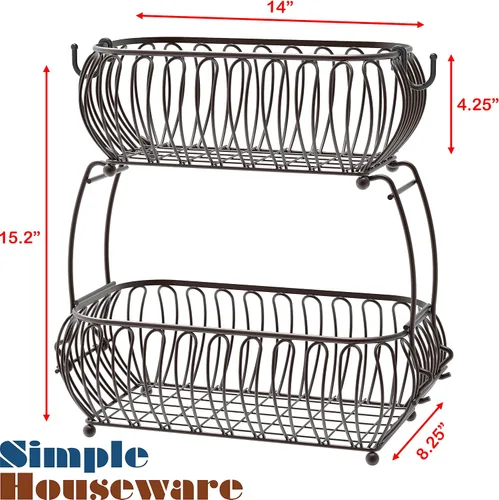 Miniatura 3 de Simple Houseware Soporte oblato para cesta de frutas de 2 niveles, bronce