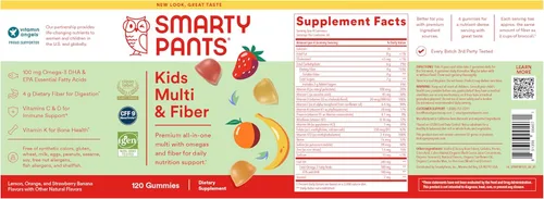 Miniatura 13 de SmartyPants Gomitas multivitamínicas para niños y suplemento de fibra: vitamina D3, C, vitamina B12, B6, A, zinc, biotina, inositol, gomitas